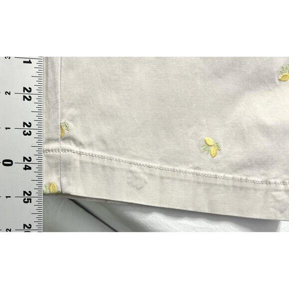 Talbots Pants Womens 18W Beige Lemon Embroidered Chino Ankle Cropped Heritage - Picture 15 of 15